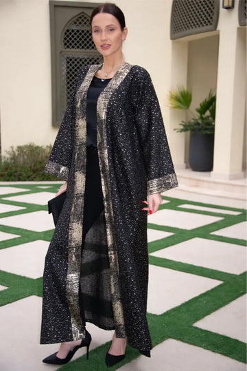 Black & Shimmery Gold Kaftan