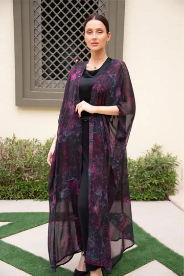 Multi Color Flower Hues Chiffon Kaftan