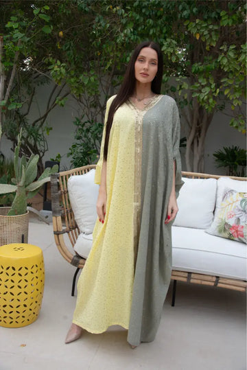 Yellow & Green With Golden Touch Kaftan